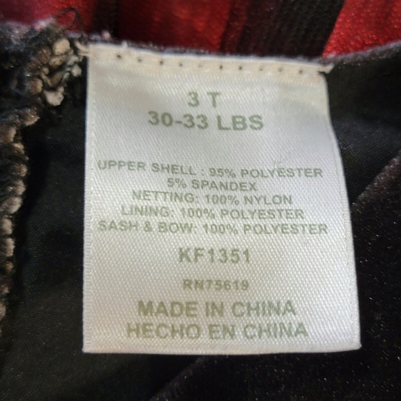 FAO Toys R Us Special Occasion Black Velvet Red Dress Size 3T - Picture 10 of 10